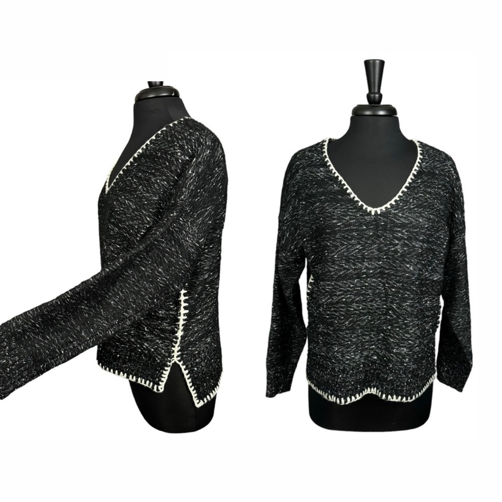 Jubylee by Feminine Mohair Sweater Contrast Stitch Knit Hi Low NWT